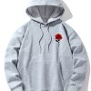 Rose Print Cotton Blend Hoodie & Jogger Pants