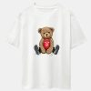 New York Bear Print Drop Shoulder Oversize T-Shirt