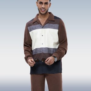 Suitmens Men's Brown Suede Long Sleeve Walking Suit 028