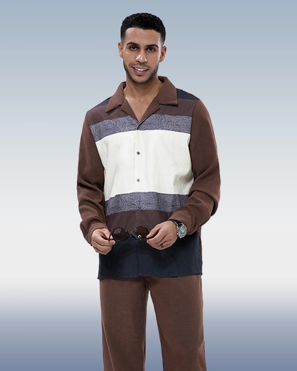 Suitmens Men's Brown Suede Long Sleeve Walking Suit 028
