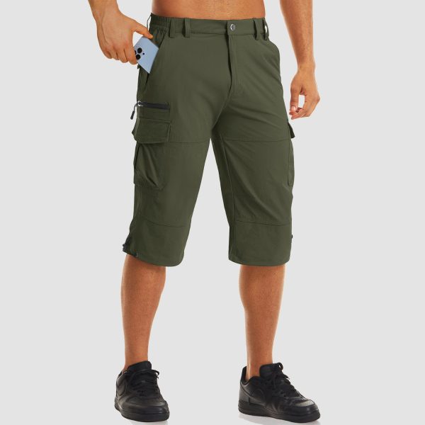 00fb9bbbbe929438e031449f7246aedd61981bb9abb131cb017cc2902f47d5aa.jpg Men's Workout Gym Shorts with 7 Pockets Quick Dry 3/4 Capri for Hiking