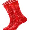 Christmas Cotton Jacquard Santa, Elk, Snowflake Pattern Socks, Festive Matching Red Socks