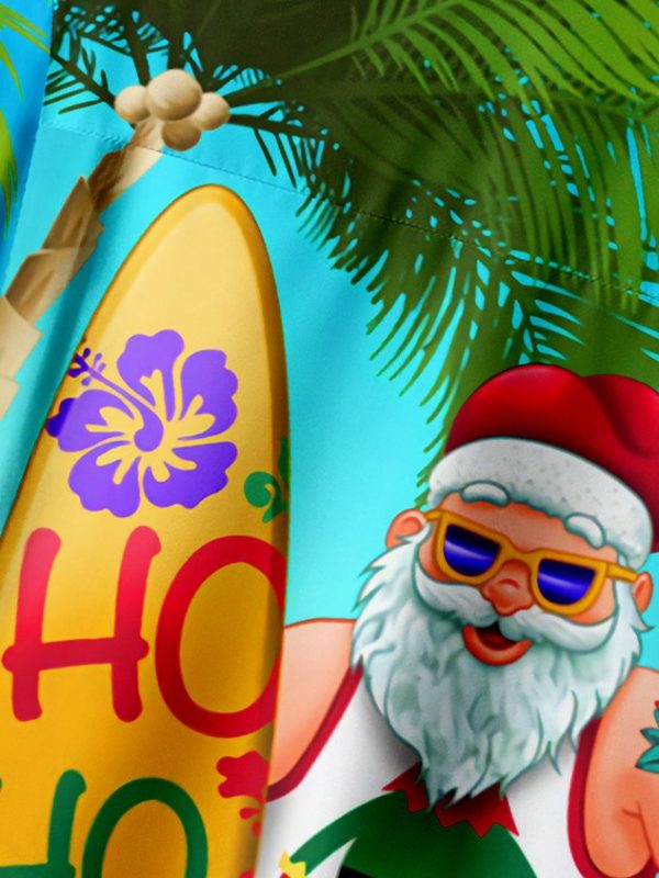 01a509924b3ef1be583ff0c89e20dc48e96a114e9e42ccfe846545c92cddeba2.jpg Santa Claus Chest Pocket Short Sleeve Hawaiian Shirt