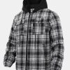 Quilted Lined Flannel Hooded Plaid Coat