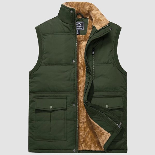 020948eadeaaa12fe0a3e4310ff92e4d180470271e6b9a2410f066892a7c4dfa.jpg Men's Outerwear Vests Full-Zip Sleeveless Jacket Winter Warm Fleece Lined Vests Stand Collar