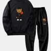 Basketball Bear Print Sweatshirt & Jogger Pants
