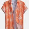 Palm Tree Print Button Up Shirt & Swim Shorts