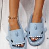 03befa79f9b5bd9c7ed13bd8852c22d4887131f424f335afdc7ce398c11ae862.jpg Women Blue Cartoon Shark Design Single Band Slides