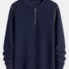 Long Sleeve Muscle Fit Knitted Textured Henley Shirt