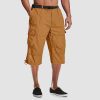 04553c6a8d777a7e5279799640b96a99a353dd9f560f750a680f45c4697c376b.jpg Men Summer Casual 3/4 Long Cargo Shorts Twill Cotton Elastic Waist Multiple Pockets Comfortable Capris Trousers