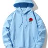 Rose Print Cotton Blend Hoodie & Jogger Pants