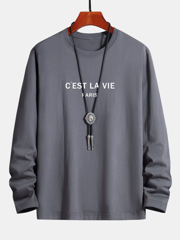 Long Sleeve Paris Print Cotton T-Shirt