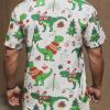 054af84b2f3bc4933e6c98a95778e3f833028f5e7132e5bda97d0348c90035cf.jpg Men's Christmas Dinosaur Print Short Sleeve Hawaiian Shirt with Chest Pocket