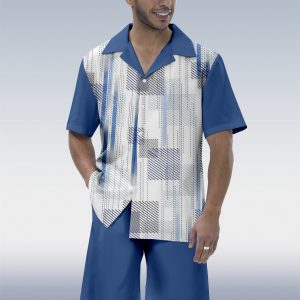Men's Vacation Bowling Cuban Collar Short Sleeve Shirt Set 066
