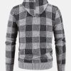 Plaid Zip Up Hooded Sweater