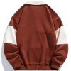Relax Fit Color Block Patchwork Polo Sweatshirt