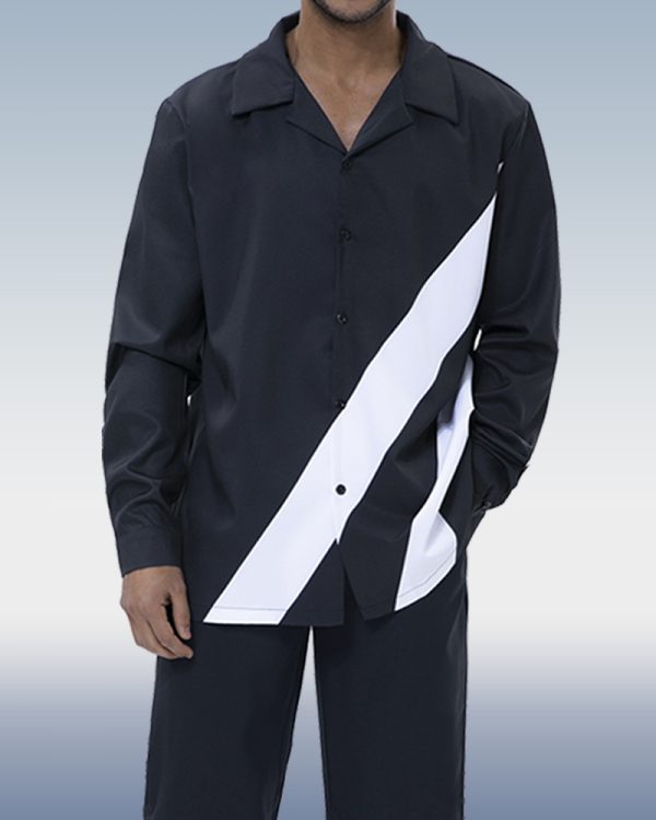 Suitmens Black Walking Suit 2 Piece Long Sleeve Set
