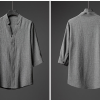 Men's Grey Ice Silk Linen Two Piece