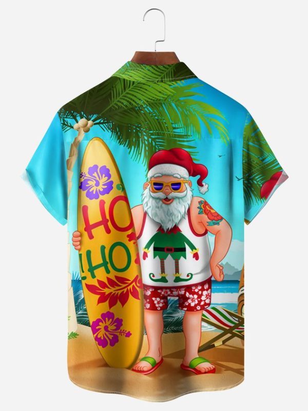 071934159d117bdd1135bc57781dfd56259a371b355fd6d68b6fc1b8c0b22574.jpg Santa Claus Chest Pocket Short Sleeve Hawaiian Shirt