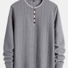 Long Sleeve Muscle Fit Knitted Textured Henley Shirt