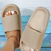 Women Beige Soft Thick Bottom Slides, Anti-slip Bathroom Slippers