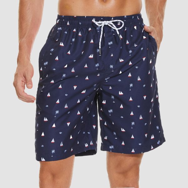 Men's Beach Shorts Swimming Trunks Mesh Lining Shorts with 2 Pockets Quick Dry