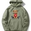 New York Bear Print Hoodie