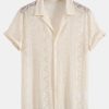 Short Sleeve Geometry Textured Cuban Shirt