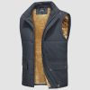 0b132cb204ecb18f0db42cd8a599e66d2bead3075ee70eecf0df74e7adf02346.jpg Men's Outerwear Vests Sleeveless Winter Stand Collar Padded Vest Warm Fleece Lined