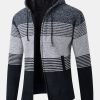 Zip Up Striped Hooded Sweater