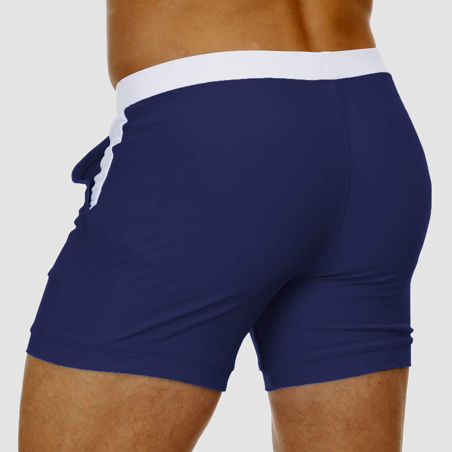 0b7014ea57f7f87beefd0fad316315b325dc59e33534128cbdef74a19f4fa4bd.jpg Men's Swim Trunks Square Leg with Pockets Mesh Lining Beach Shorts Underwear