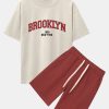 Brooklyn Print Drop Shoulder Oversize T-Shirt & Jersey Shorts