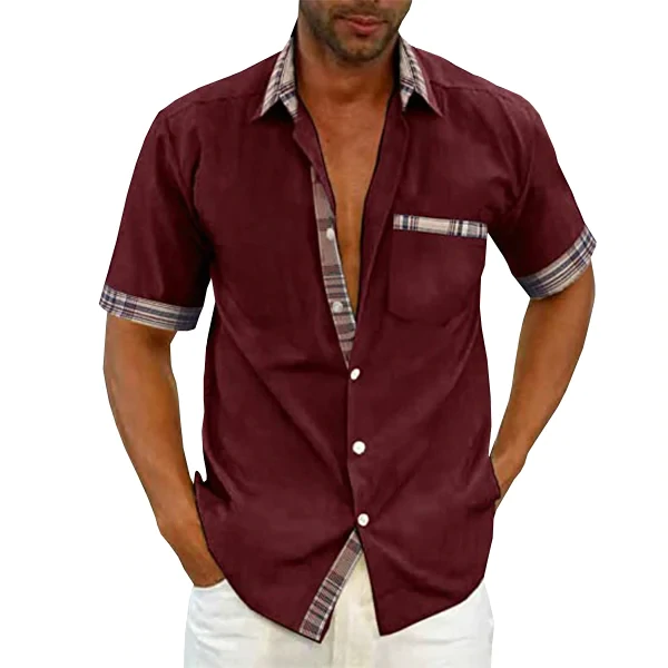 EvalonrealmTM Men's Casual Plaid Collar Button Summer Shirt
