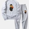Basketball Bear Print Sweatshirt & Jogger Pants