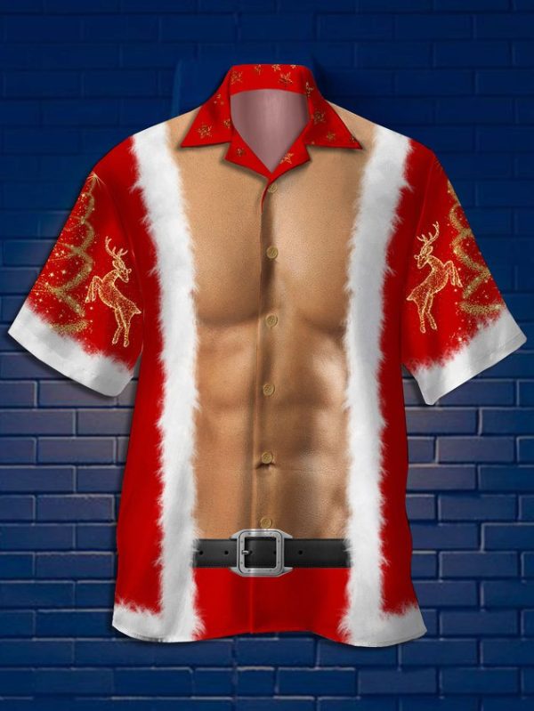 0d96f4b64b08304c14ce4d79cb404d0d22f602a4637d922121da9881fca16622.jpg Men's New Santa Outfit Print Casual Breathable Hawaiian Short Sleeve Shirt