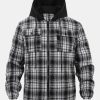 Quilted Lined Flannel Hooded Plaid Coat
