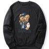 Baseball Jacket Bear Print Raglan Sleeve Sweatshirt