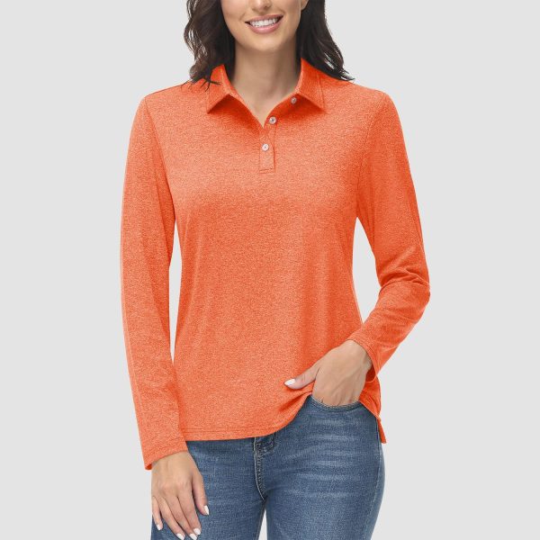 Women's Polo Shirts Long Sleeve UPF 50+ Sun Protection Golf Shirts Quick Dry Athletic Workout Collared Shirt
