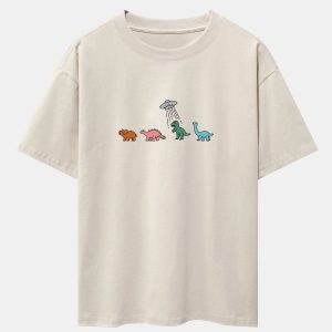 Cartoon Dinosaur Print Heavy Weight Oversize T-Shirt