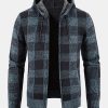 Plaid Zip Up Hooded Sweater