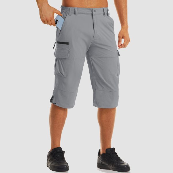 119ac89da0f91ec427c1cbe9d01541bdfb7ba41b4774432bb2a3fc72536f2435.jpg Men's Workout Gym Shorts with 7 Pockets Quick Dry 3/4 Capri for Hiking