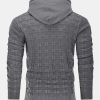 Slim Fit Knitted Plaid Paneled Hooded Sweater