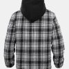 Quilted Lined Flannel Hooded Plaid Coat