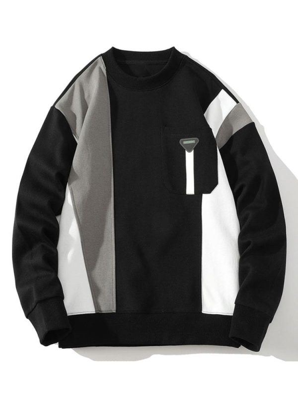 Color Block Sweatshirt With Pocket