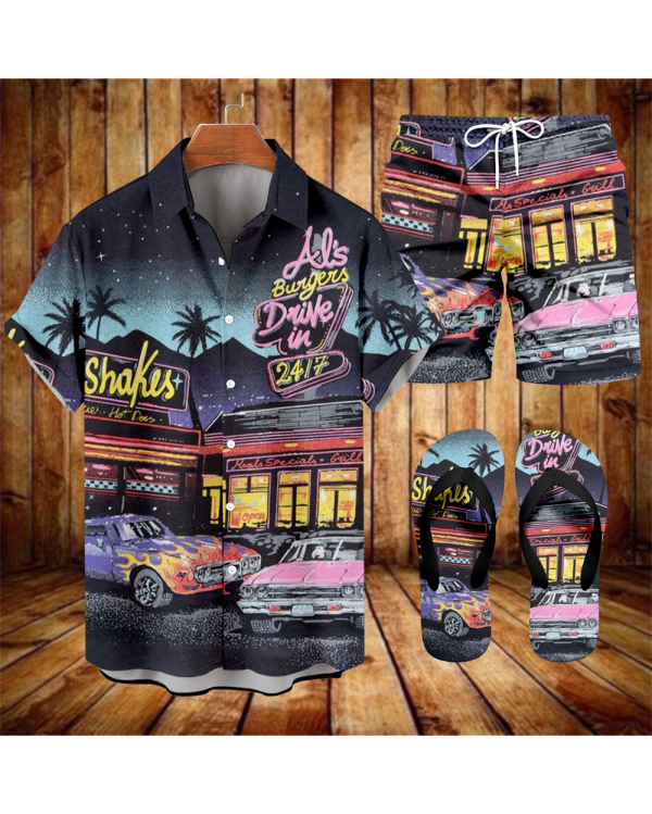Suitmens Men's Spring Classic Car Shirt Three-Piece Set 074