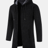 Long Line Textured Hooded Sweater