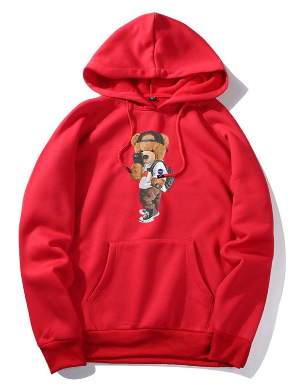 Selfie Bear Print Hoodie