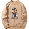 Baseball Jacket Bear Print Raglan Sleeve Sweatshirt
