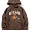 New York Basketball Bear Print Hoodie