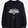 Long Sleeve Slogan Print Cotton T-Shirt